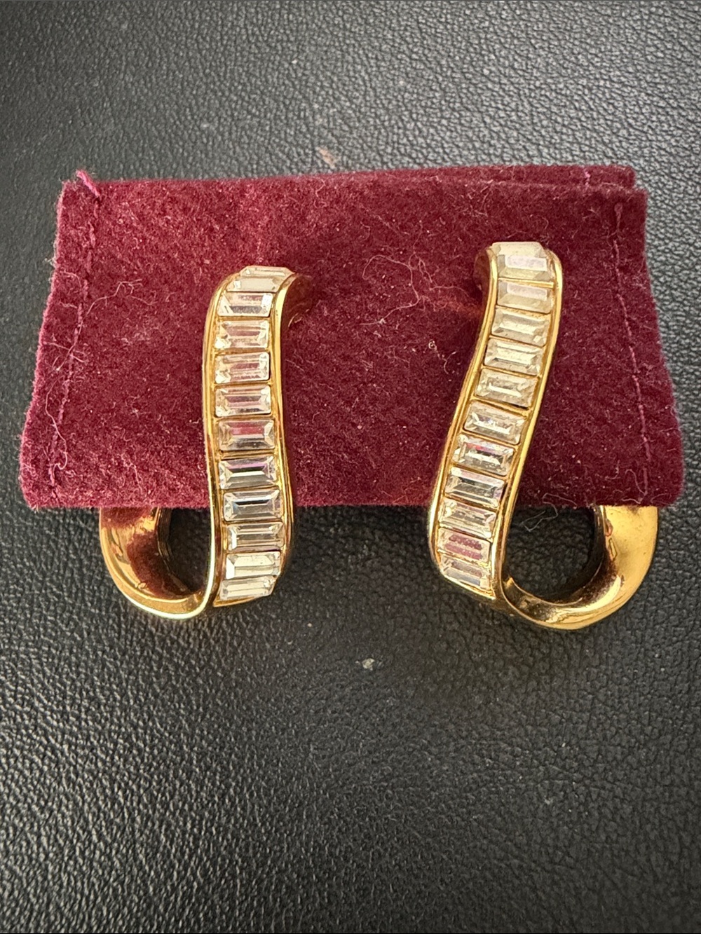 Vintage Swarovski Crystal Baguette Clip On  Earrings